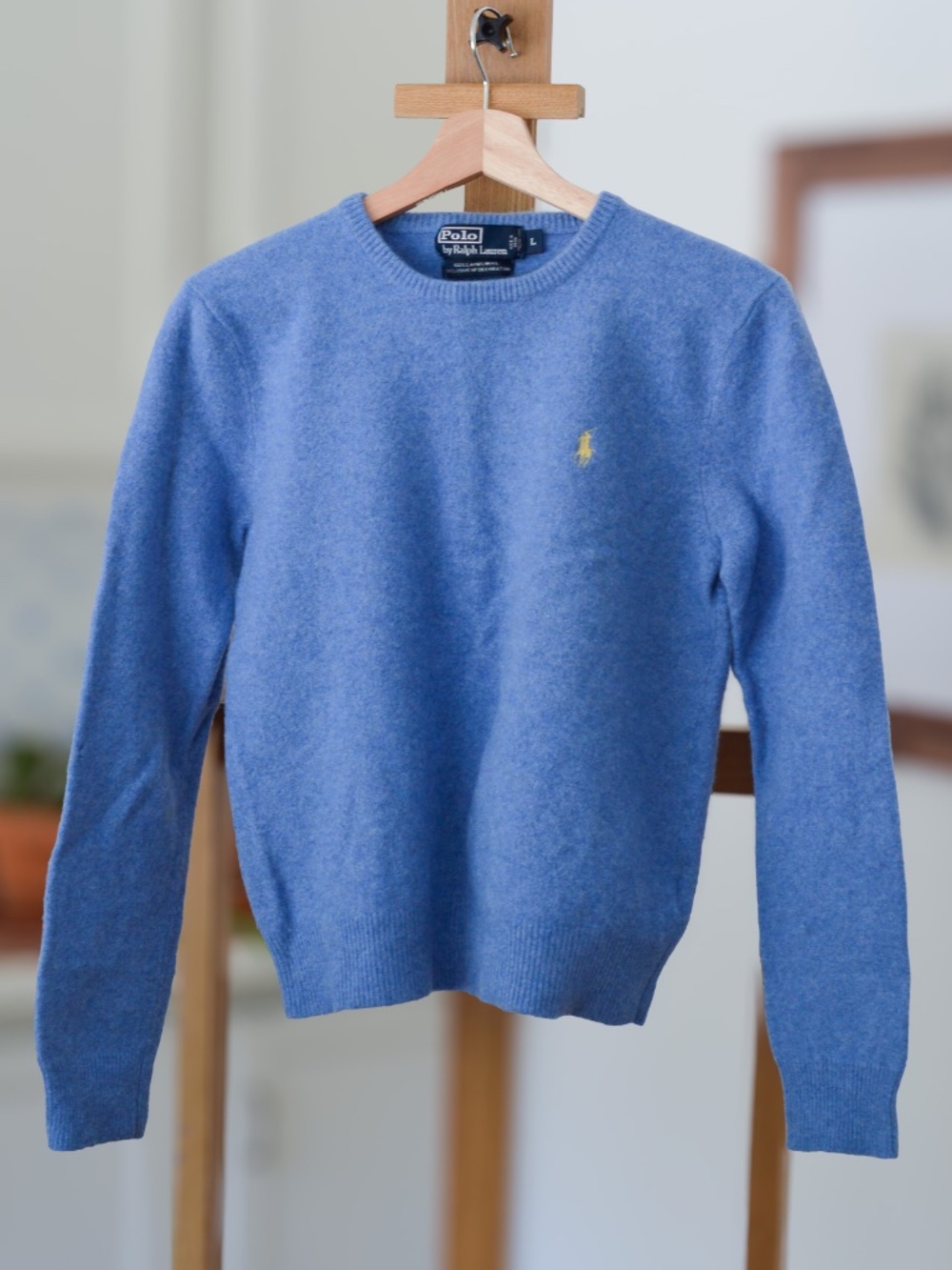 olo Ralph Lauren 100% Lambswool Periwinkle Blue Crewneck Sweater